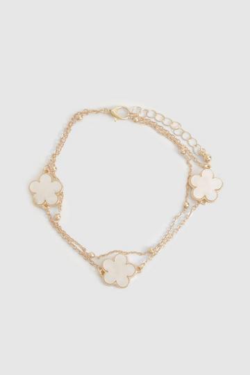 Enamel Flower Detail Anklet gold