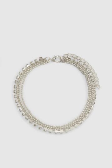 Diamante Layered Anklet silver