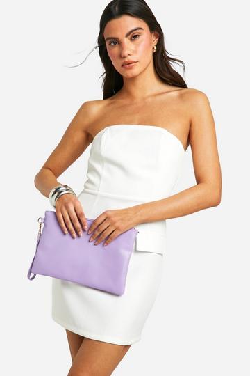 Purple Lilac Zip Top Clutch Bag
