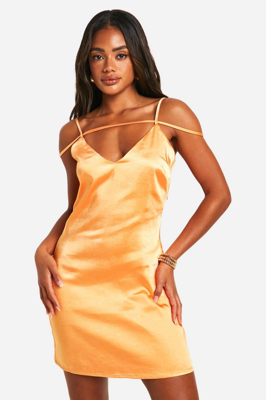Mango Satin Strappy Mini Dress image number 1