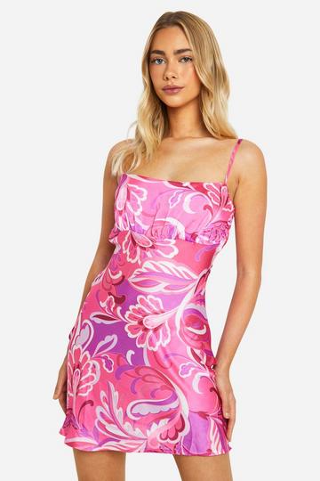 Paisley Strappy Mini Dress purple