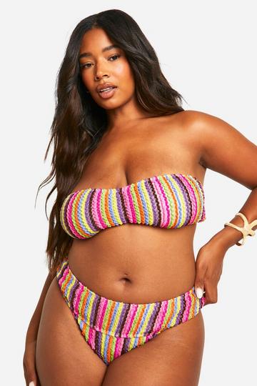 Plus Crinkle Bandeau High Waisted Bikini multi