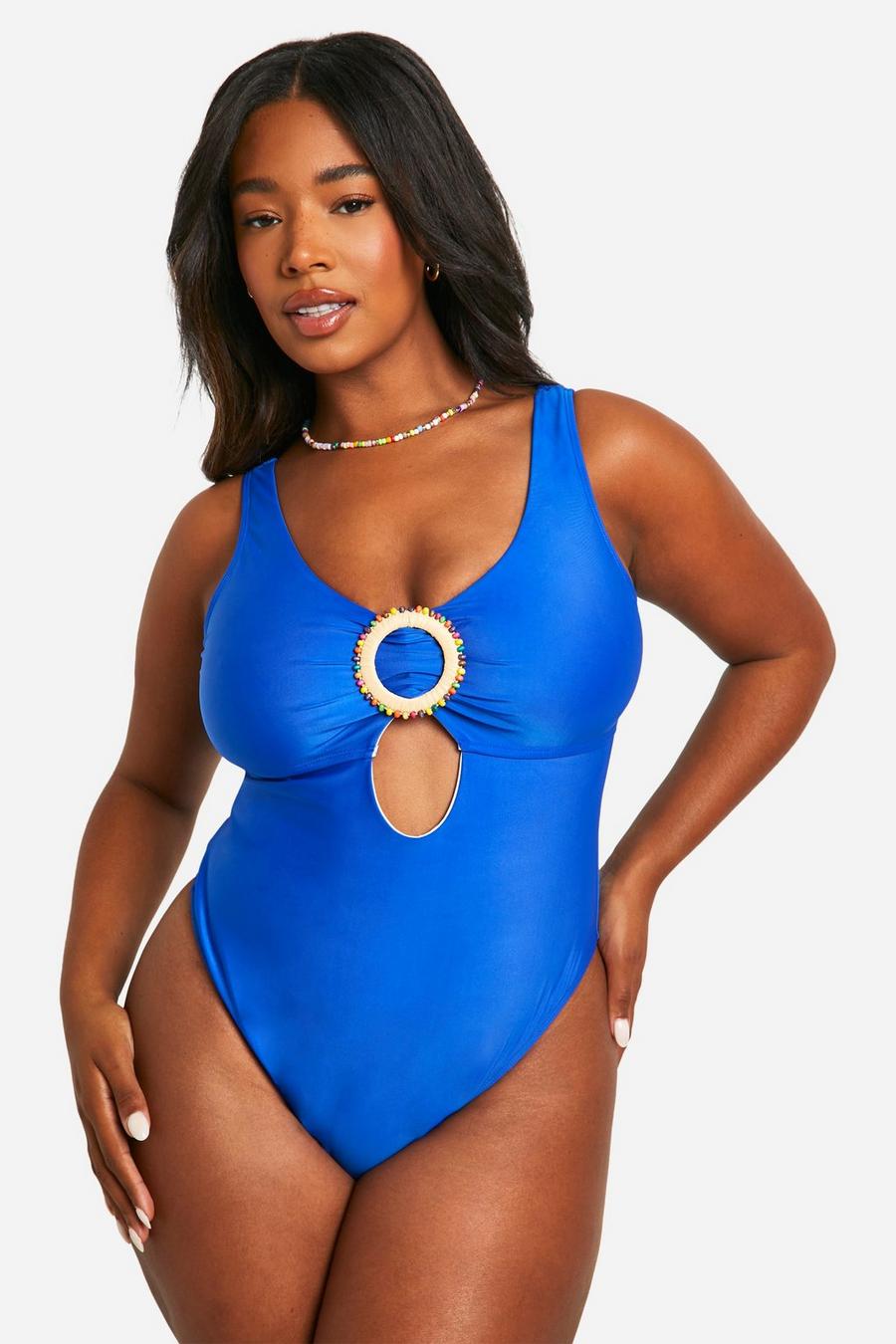 Cobalt Plus Beaded Trim Scoop Neck Swimsuit image number 1