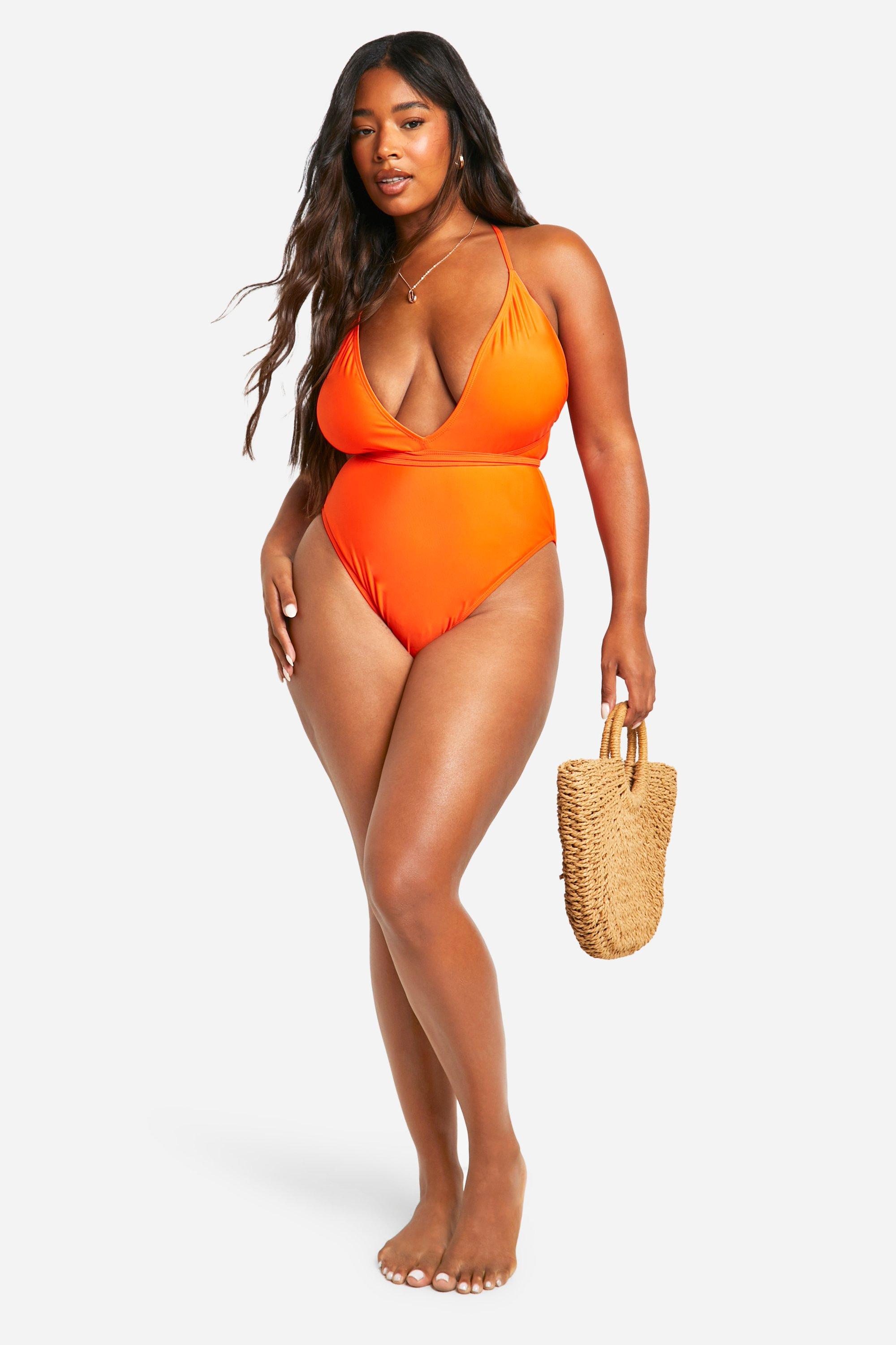 Plus Plunge Tie Waist Swimsuit