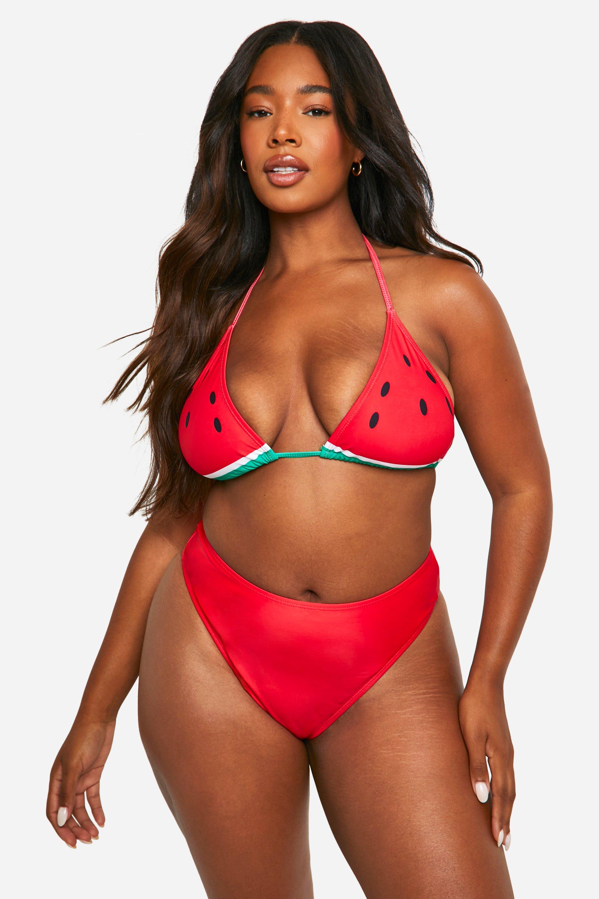 Plus Watermelon Halter Bikini Set boohoo