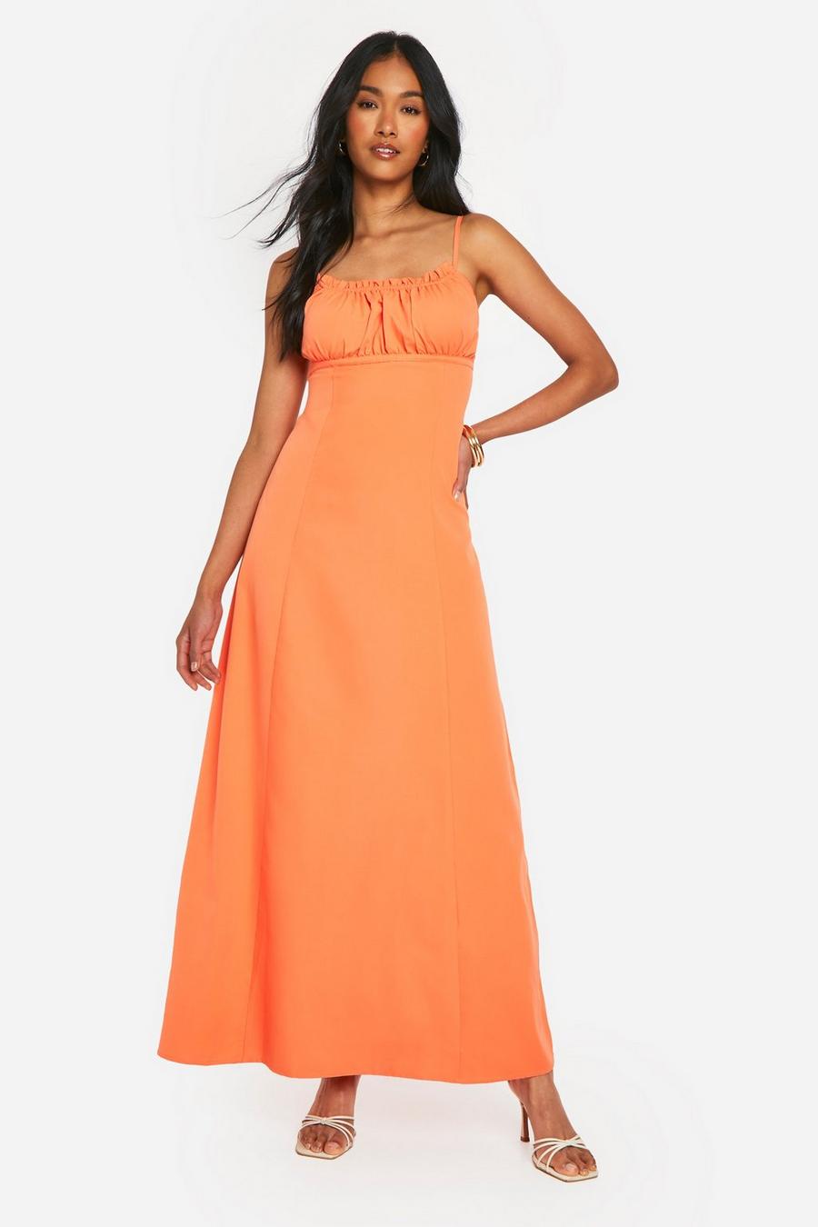 Orange Ruched Maxi Dress image number 1