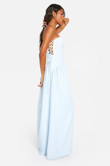 Strapless Maxi Jurk Met Zijstrikjes blue