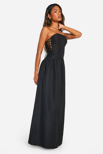 Tie Side Bandeau Maxi Dress black