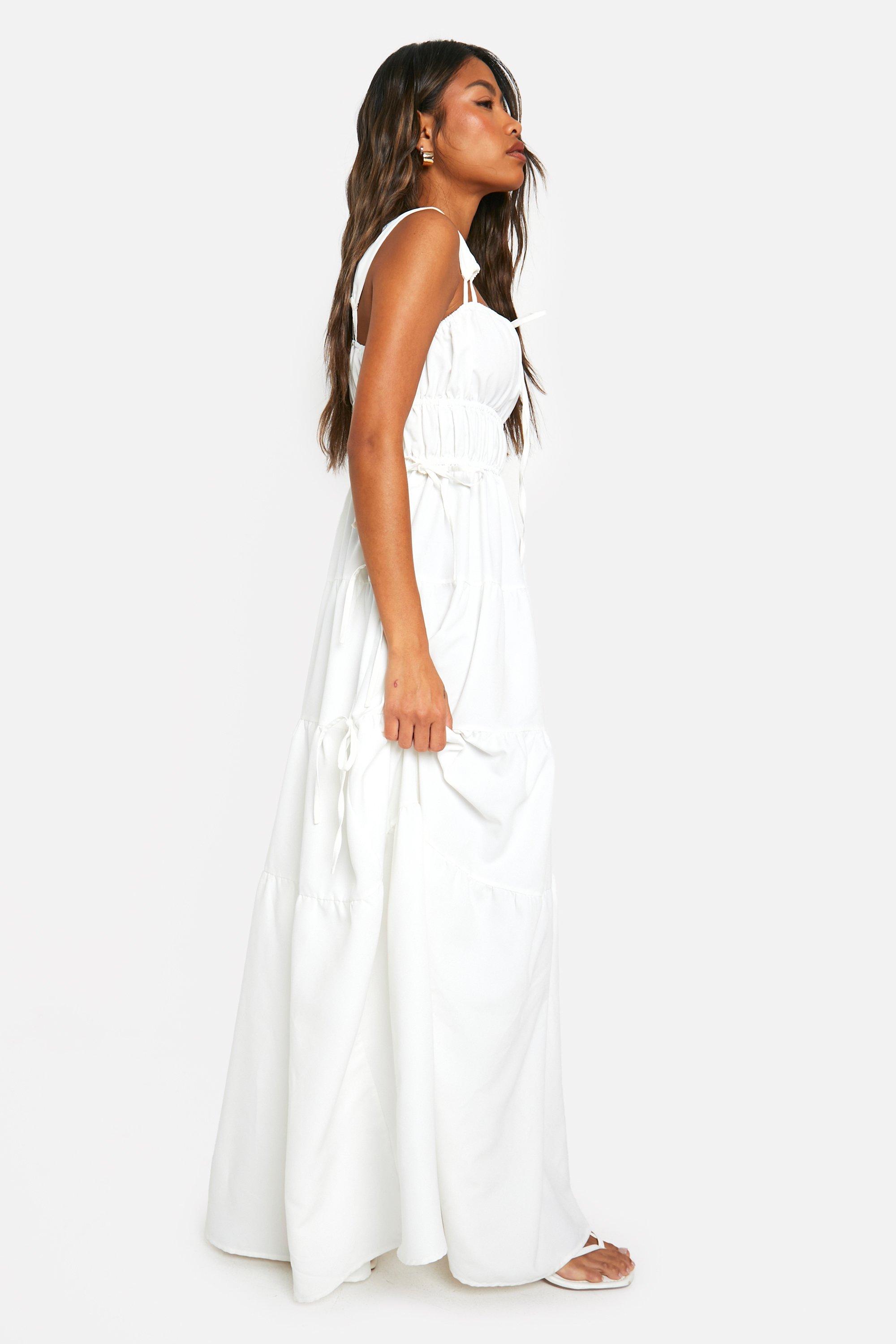 Boohoo white maxi dress on sale