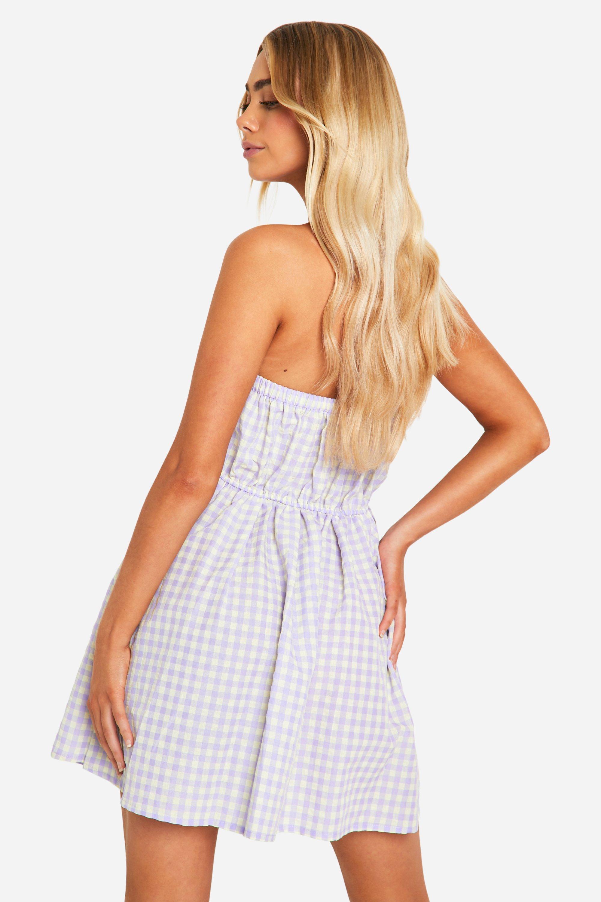 Blue gingham mini dress best sale