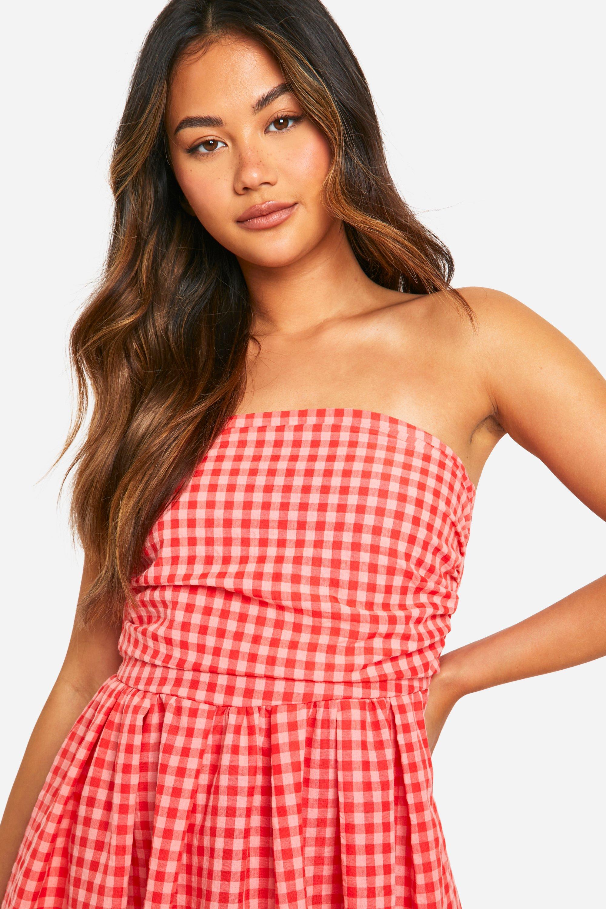 Gingham dress boohoo sale