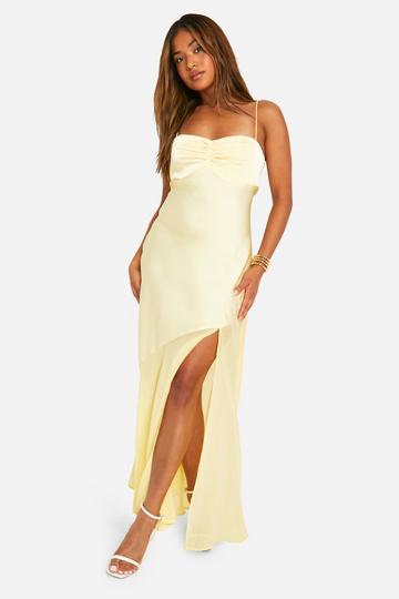 Petite Satin And Chiffon Mix Maxi Dress lemon