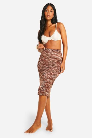 Tall Gebreide Midaxi Strand Rok brown