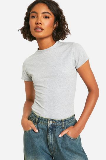 Tall Cotton Elastane Short Sleeve Top grey