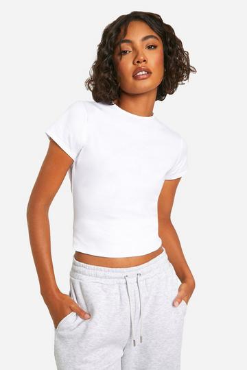 Tall Cotton Elastane Short Sleeve Top white