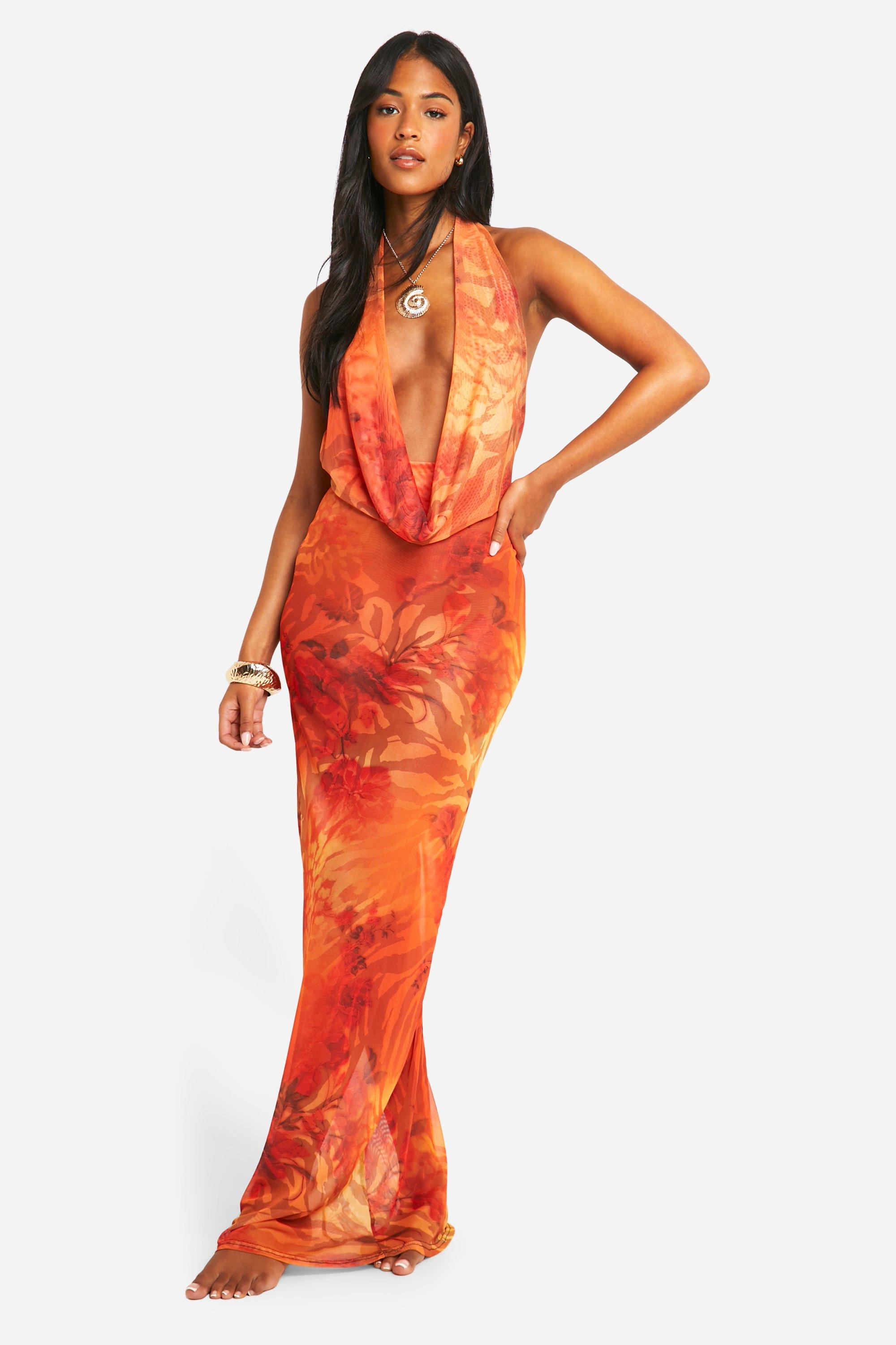Orange boohoo dress store