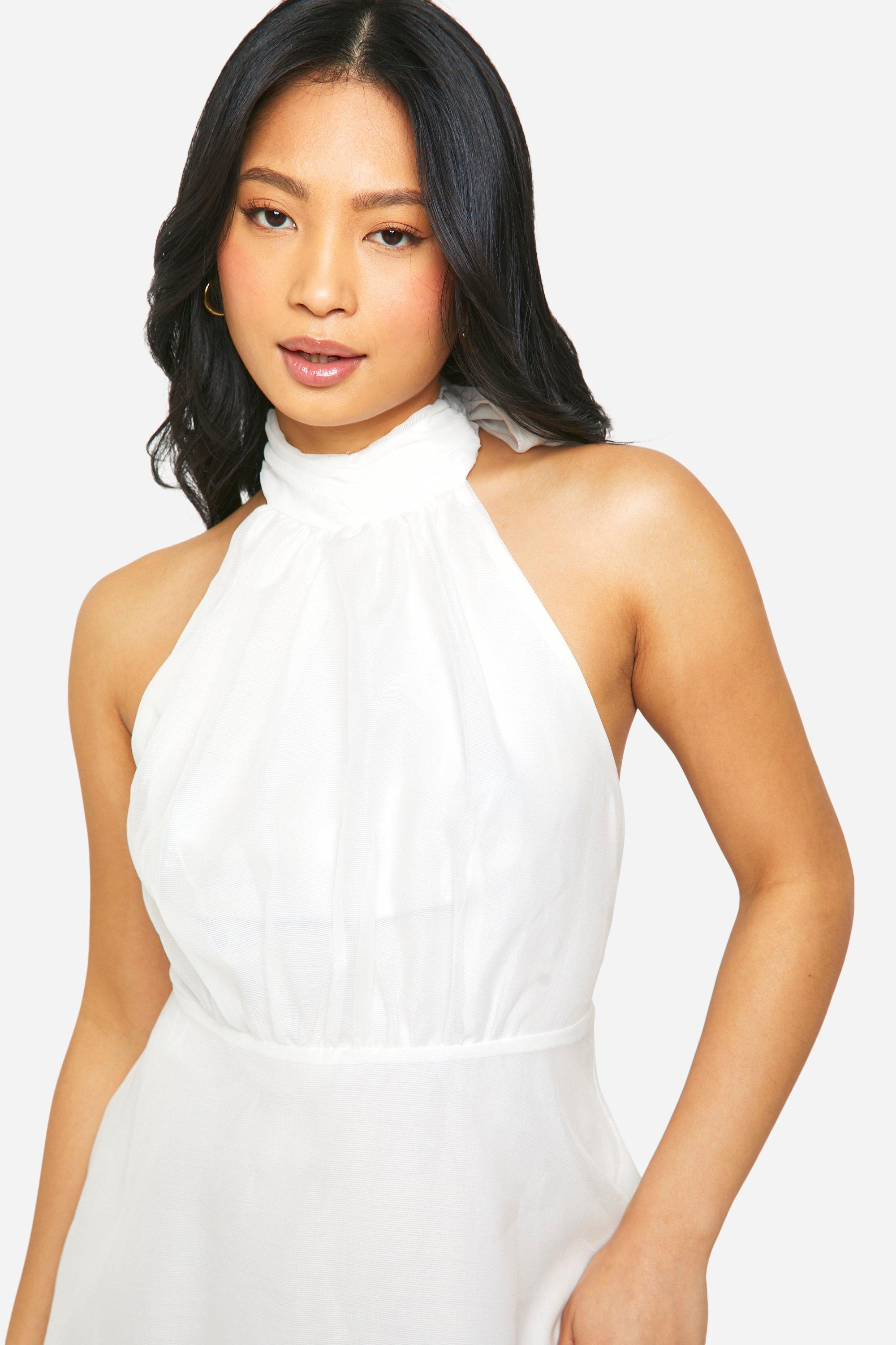 Petite Organza Bow Tie Back Skater Dress boohoo NZ