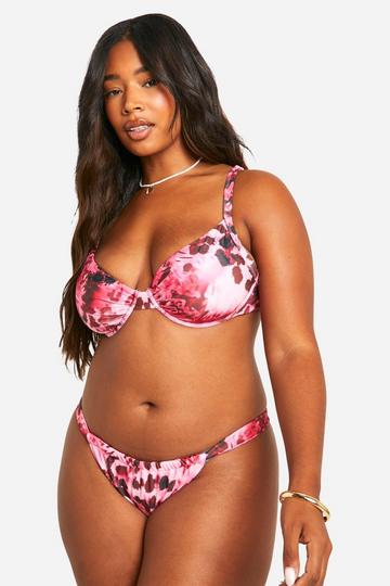 Plus Abstract Animal Bikini pink