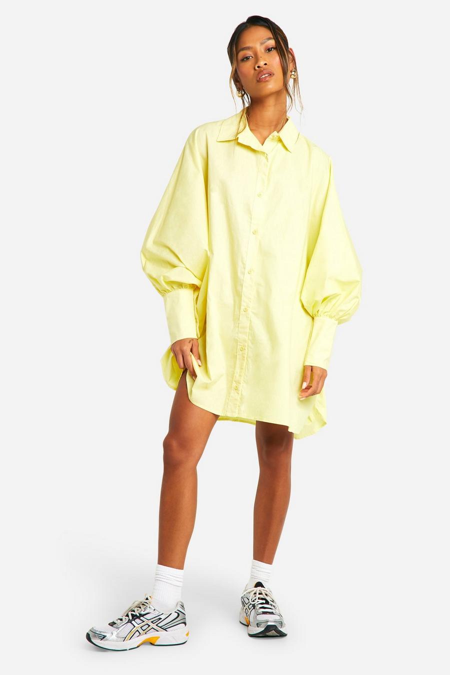 Lemon Oversized Cotton Shirt Dress