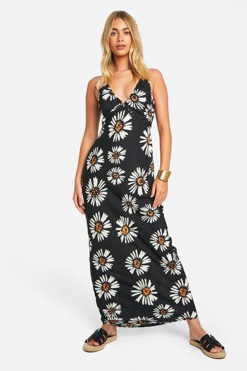 Daisy Floral Maxi Dress black