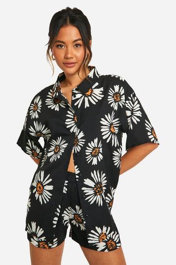 Daisy Floral Shirt black