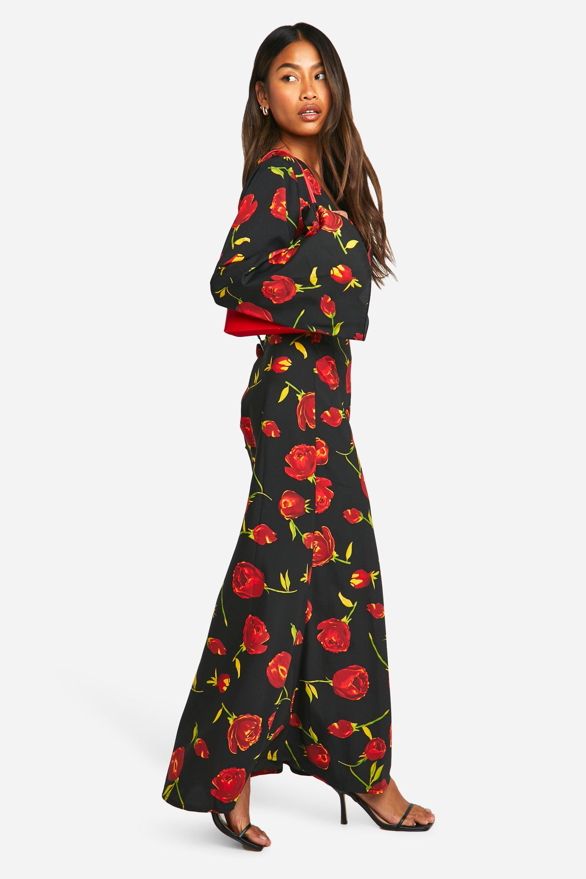 Rose Floral Maxi Skirt boohoo UK