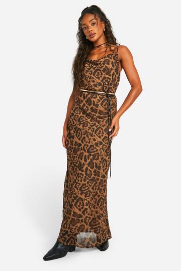 Maxikleid mit Animalprint brown