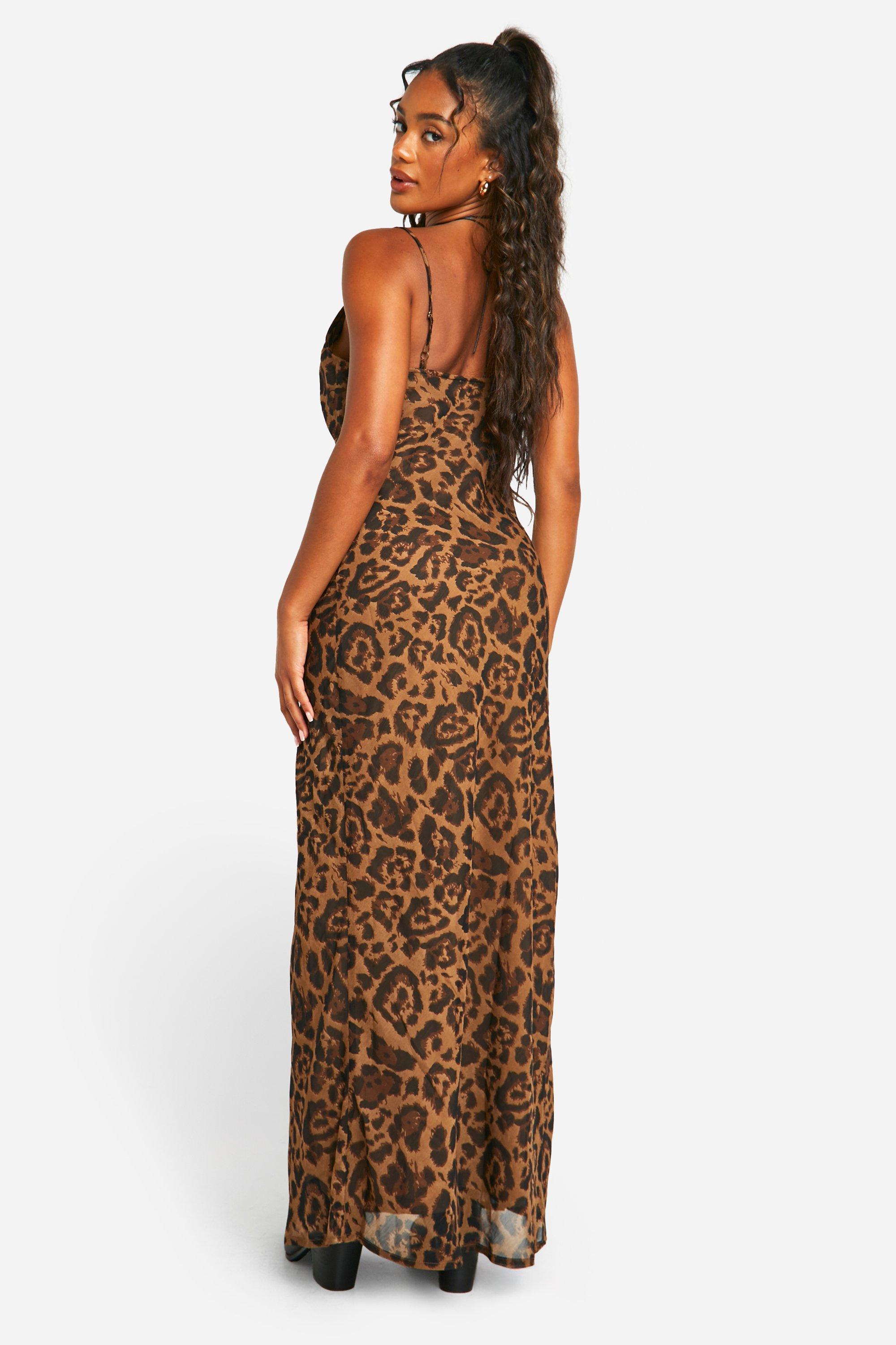 Animal print maxi dress with sleeves shop