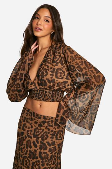 Brown Animal Print Crop Top