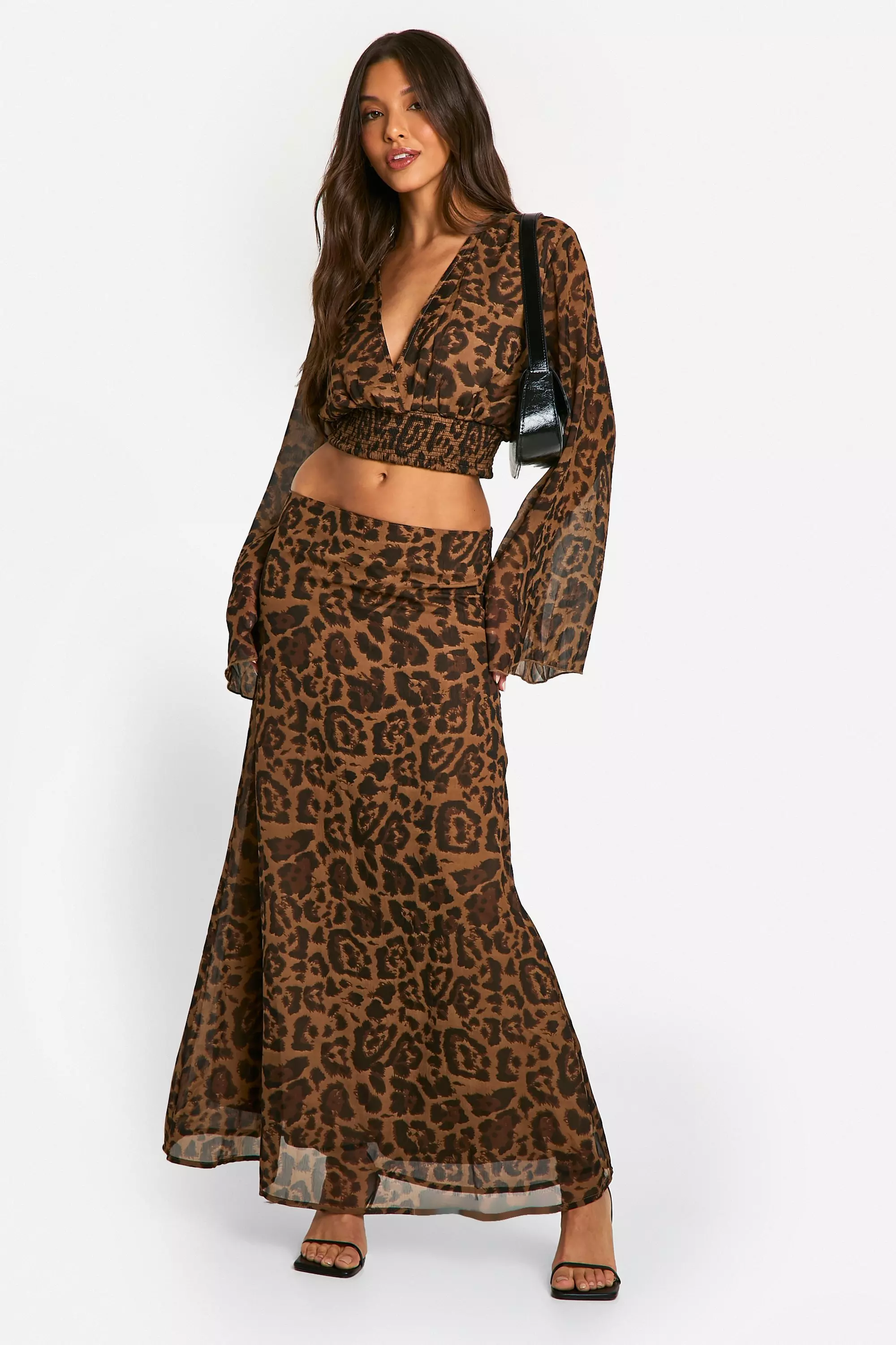 Brown Leopard Print Maxi Skirt alternative image