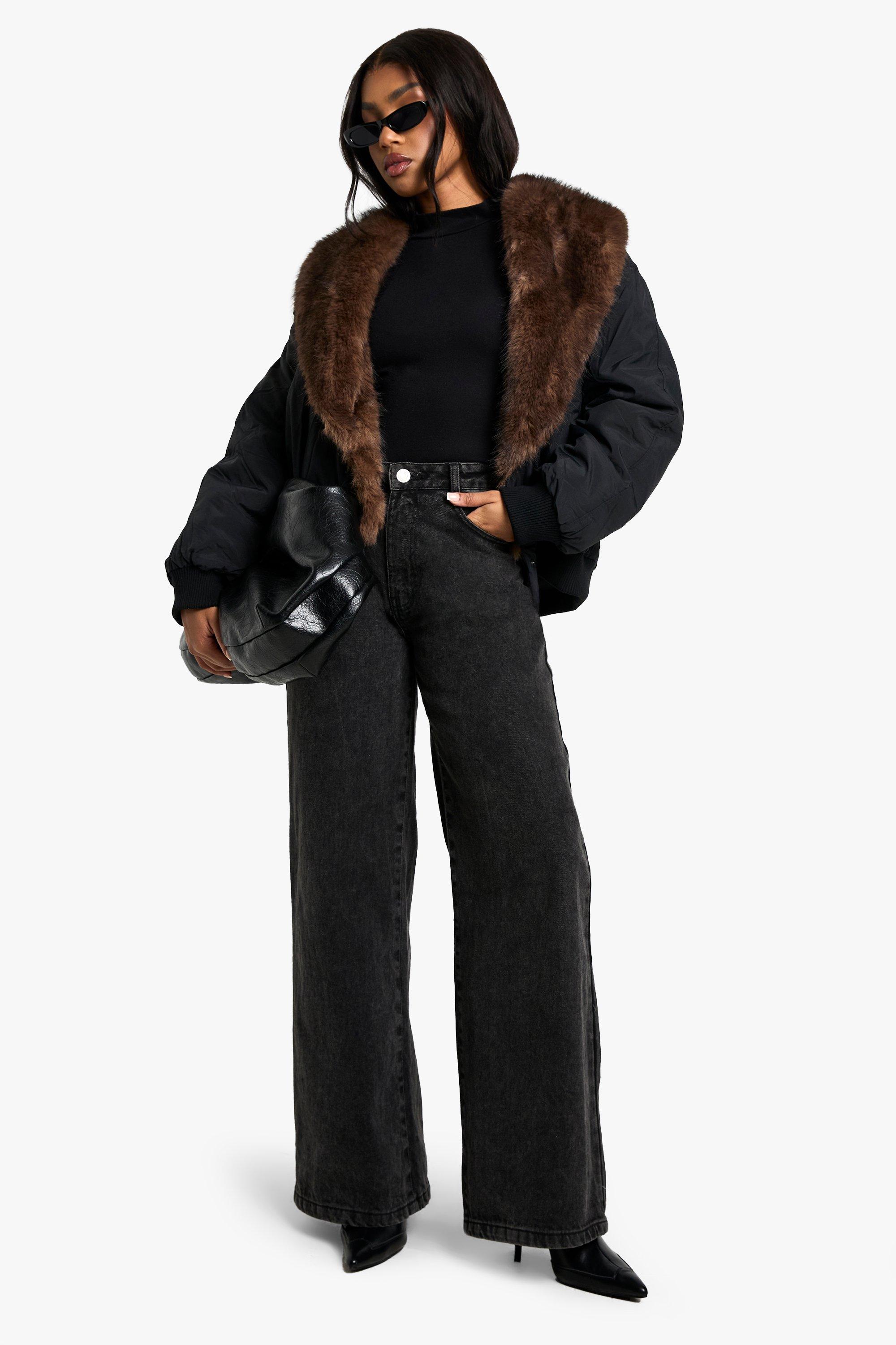 Apparis wide-collar Faux Fur Jacket | Black | FARFETCH