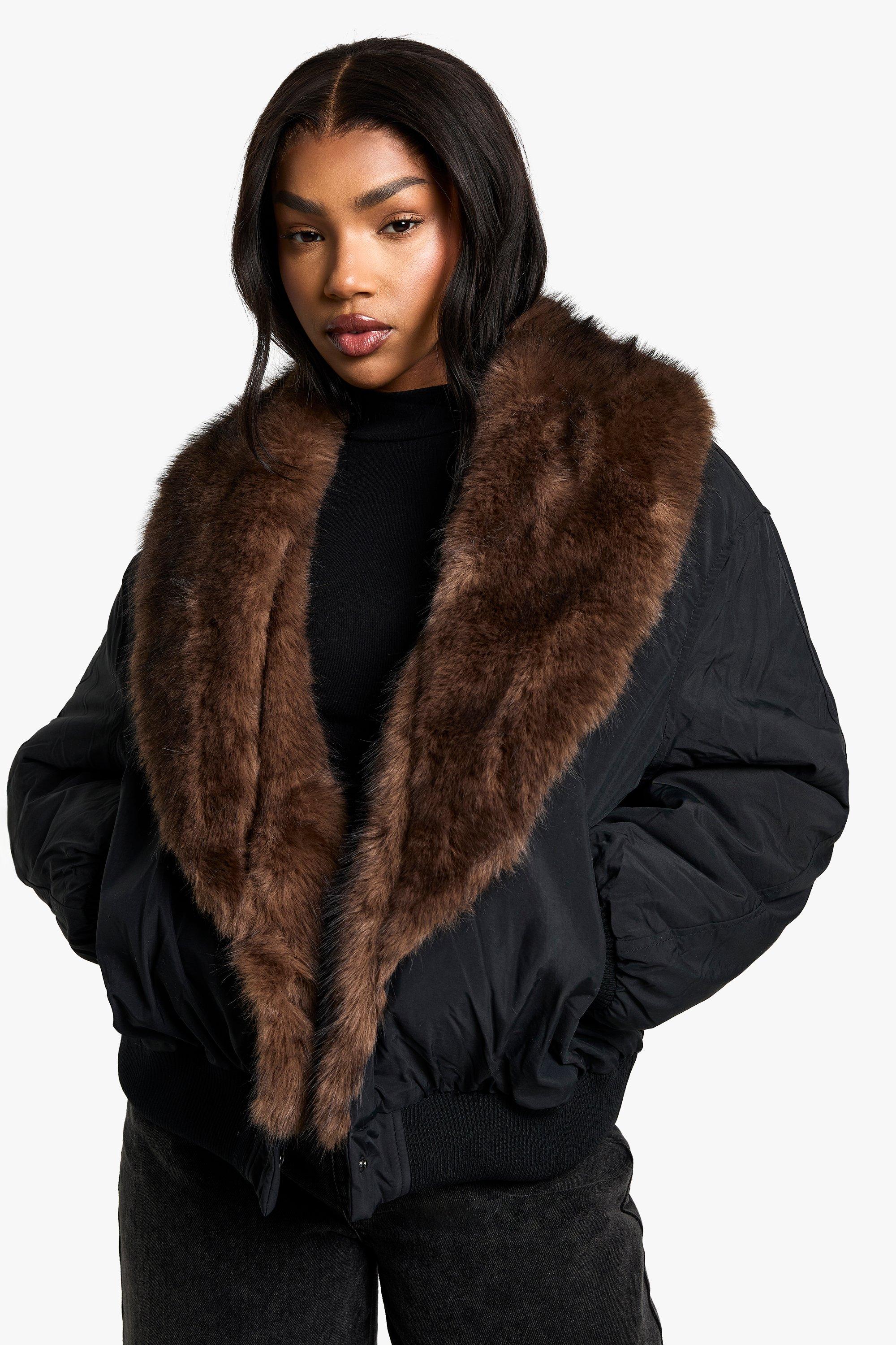 Faux Fur Collar Puffer Jacket