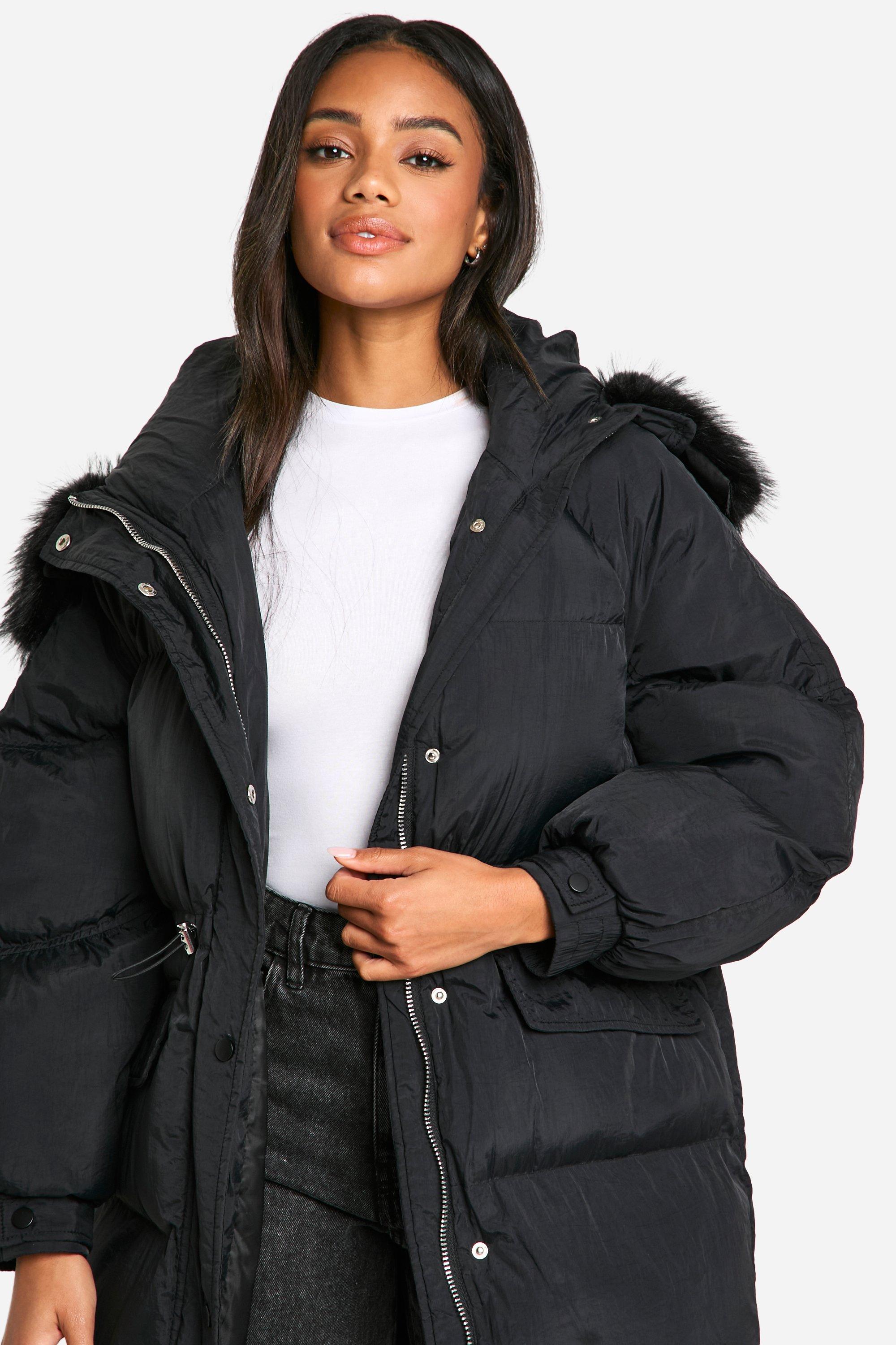 Parka acolchada con capucha de pelo sintetico boohoo ES