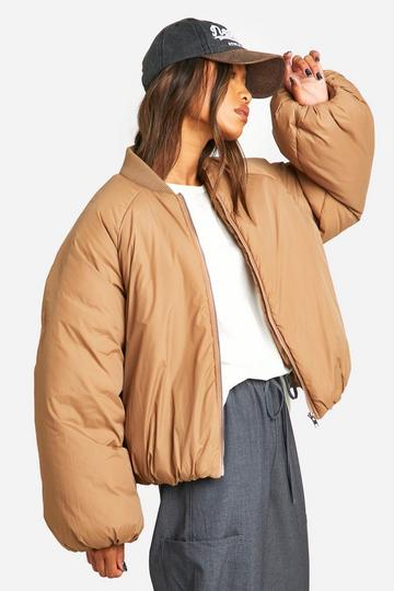 Raglan Sleeve Puffer Jacket mushroom