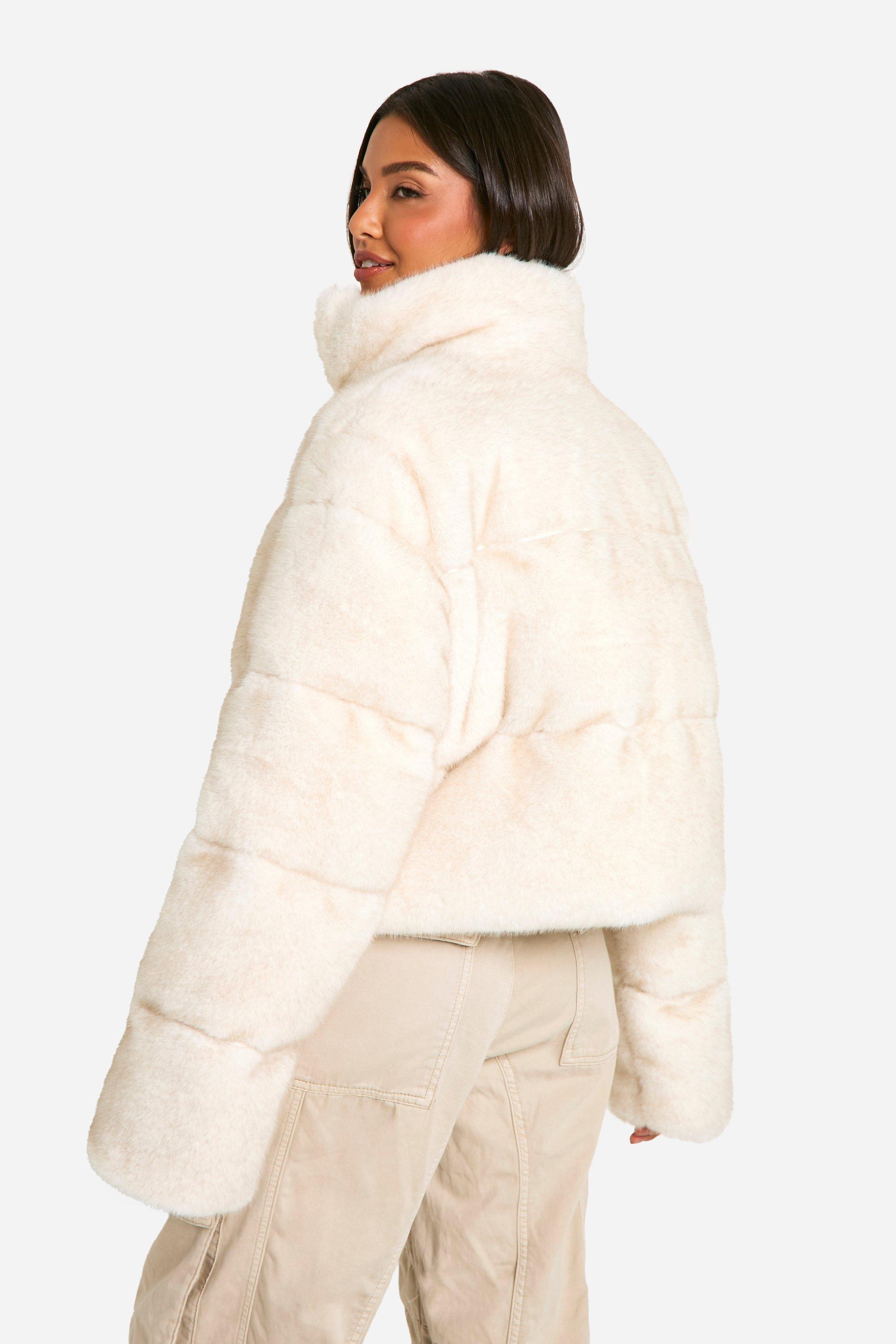 Cream faux fur jacket uk sale