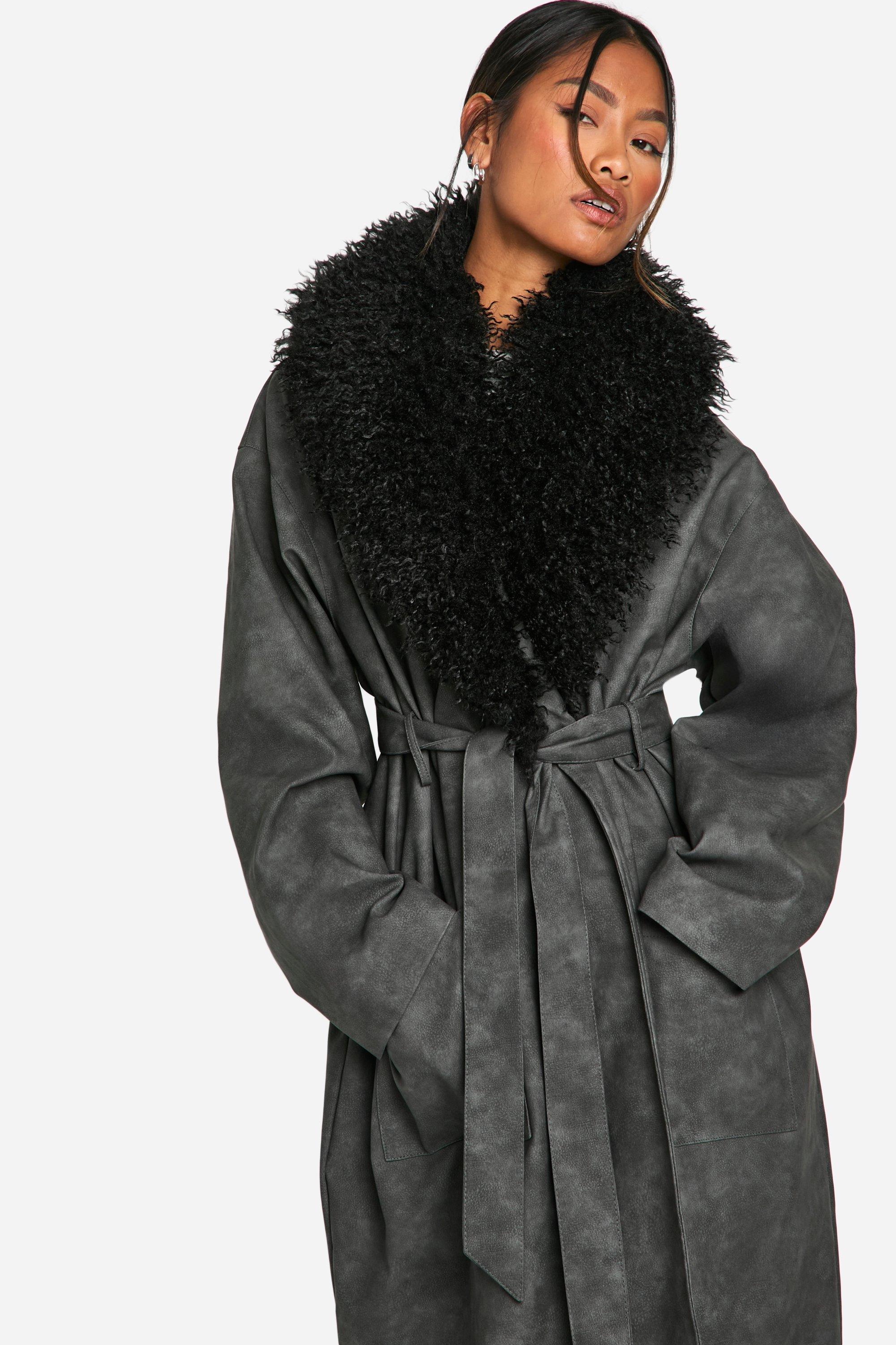 Black popular Faux Fur Vintage Coat