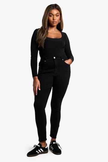 Plus High Waisted Skinny Jeans black