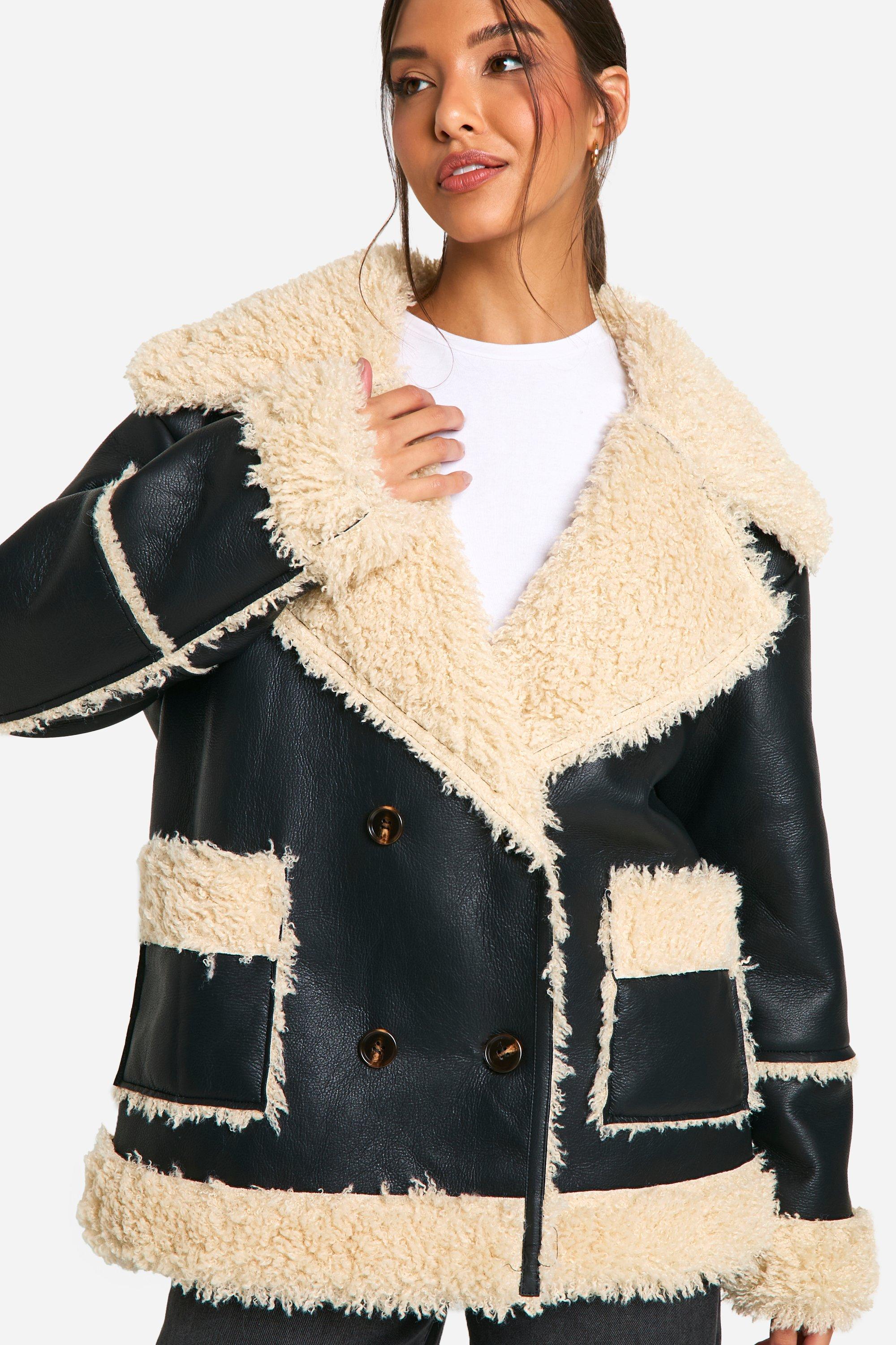 Black borg jacket womens clearance
