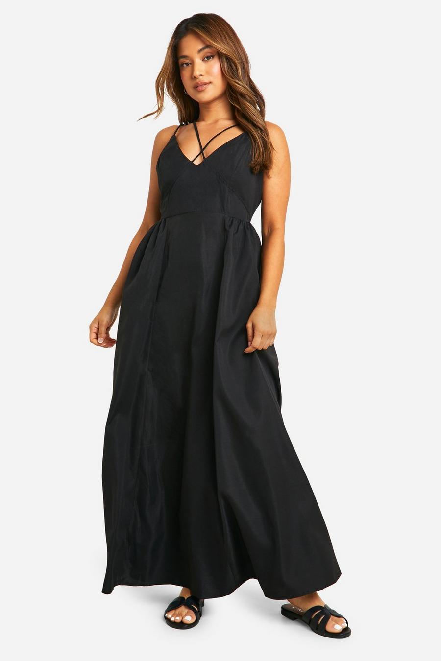 Black Petite Double Strap Maxi Dress image number 1
