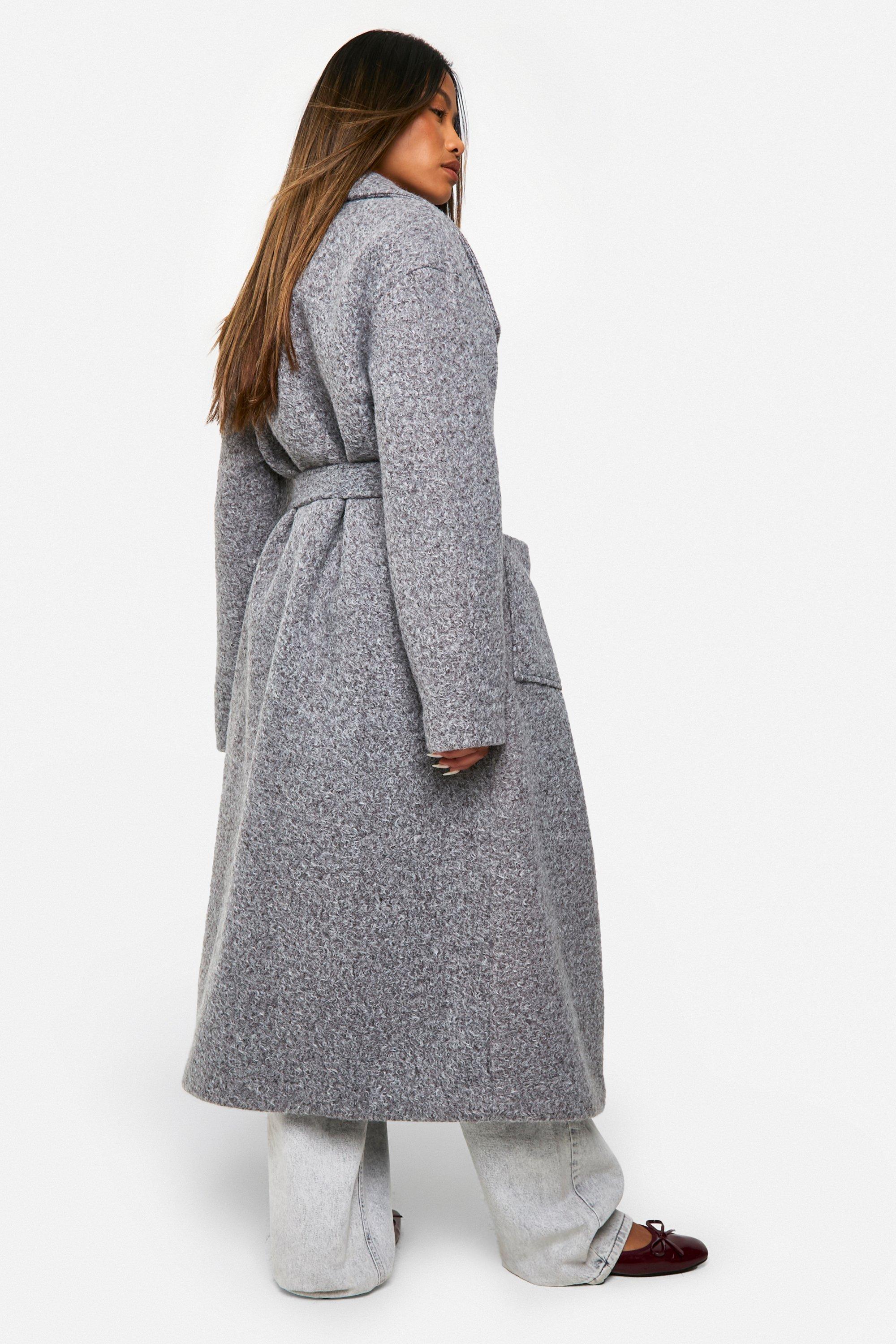 Herringbone shawl collar wrap coat sales