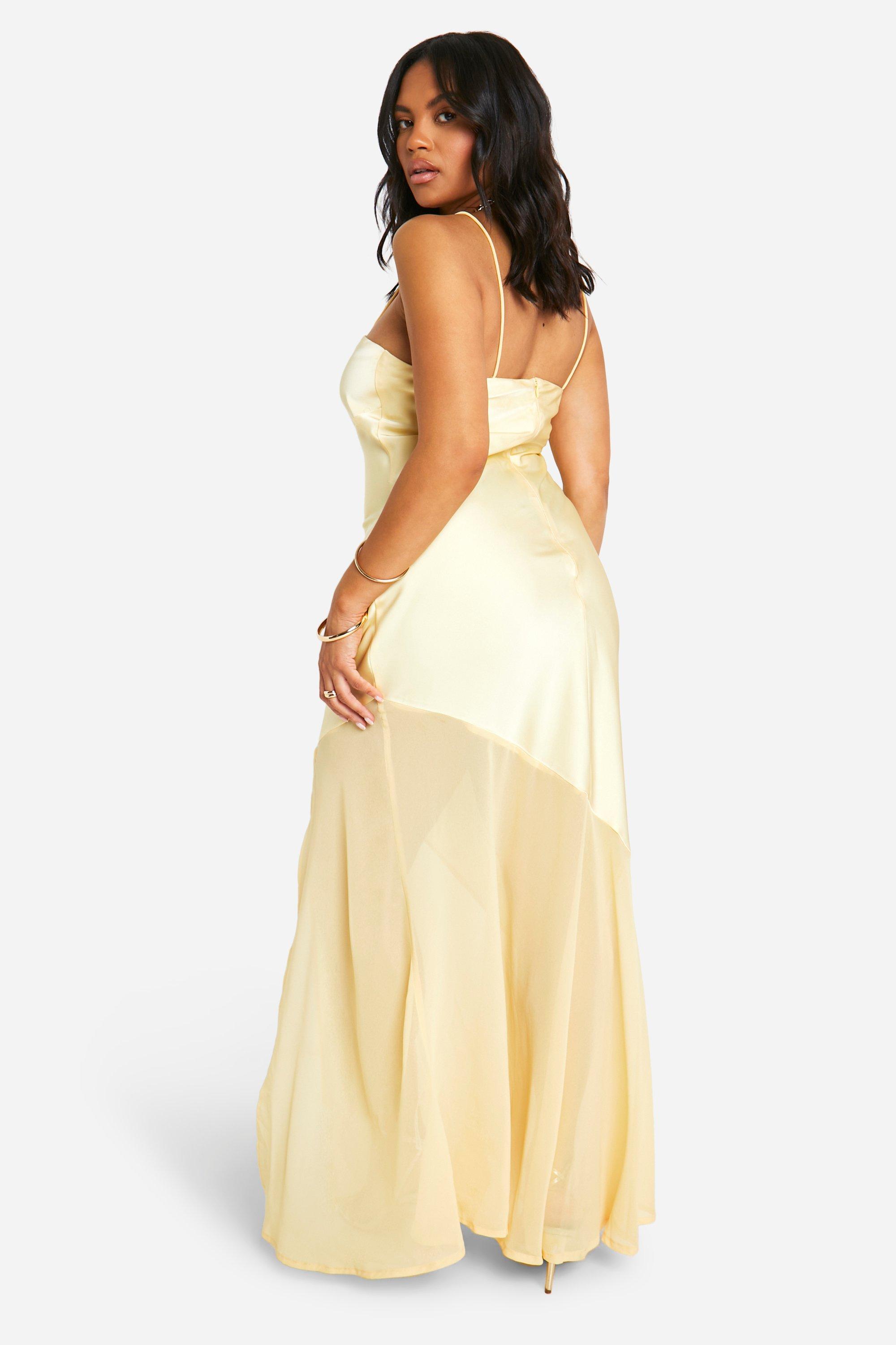Plus Satin And Chiffon Mix Maxi Dress | boohoo USA