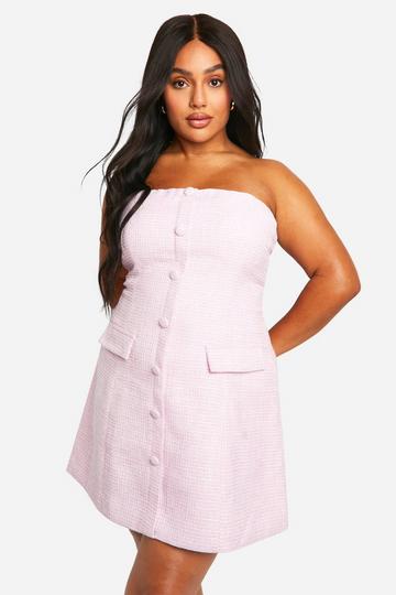 Lilac Purple Plus Boucle Mini Shift Dress