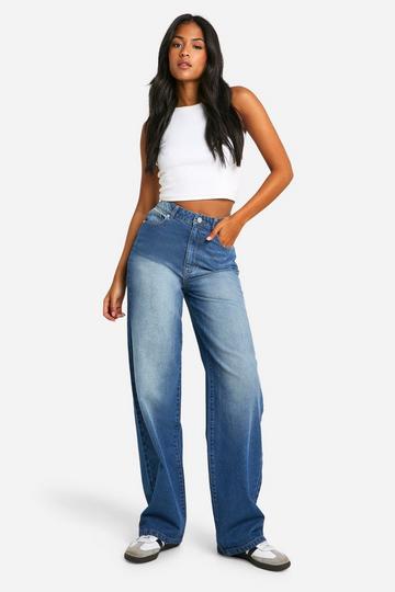 Tall Basic High Waist Super Wide Leg Jeans mid blue