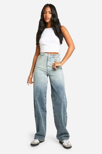 Tall Basic High Waist Super Wide Leg Jeans grey blue