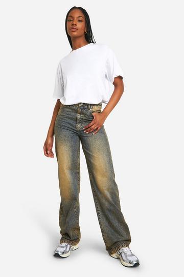 Tall Basic High Waist Super Wide Leg Jeans dark sand