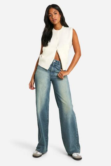 Tall Basic High Waist Wide Leg Jeans ice blue