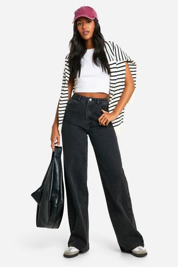 Tall Basics High Waisted Wide Leg Jeans washed black