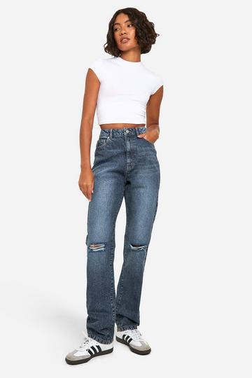 Tall Basic High Waist Jeans Met Rechte Pijpen vintage blue