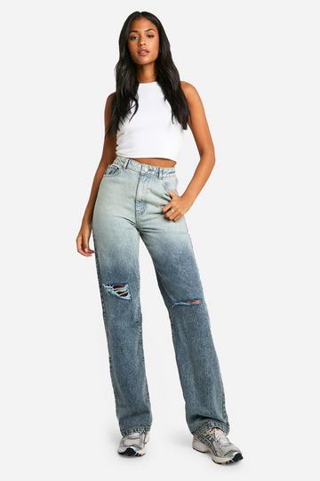 Tall Ripped Knee Boyfriend Jeans grey blue