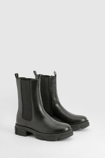 Tab Detail Elastic Insert Chunky Chelsea Boot black